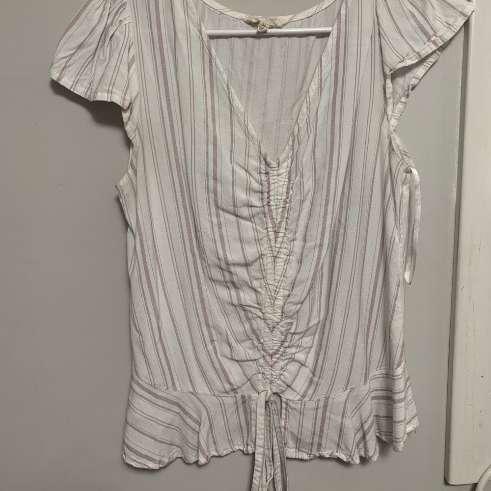 White with light purple stripes